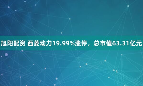 旭阳配资 西菱动力19.99%涨停，总市值63.31亿元